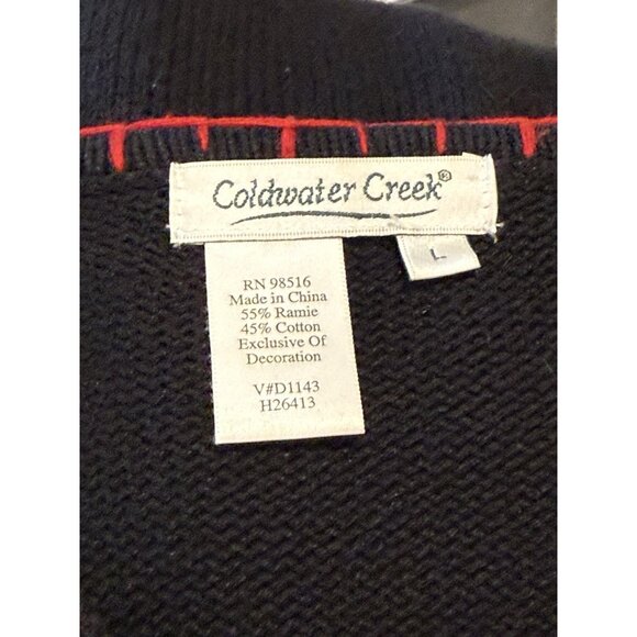 Coldwater Creek Vintage Cardigan Sweater Embroidered Cardinal Christmas Size Lg - Picture 7 of 8